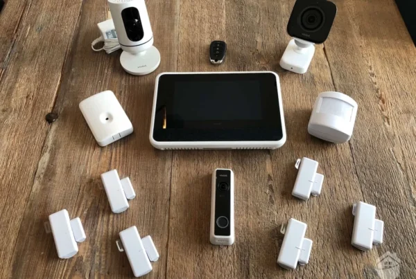 Smart home security devices in Ghana, including AI-powered cameras, smart locks, and motion sensor lights for a safer home